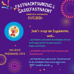 Flyer für den Fastnachtsumzug und Gassefastnacht in Babenhausen