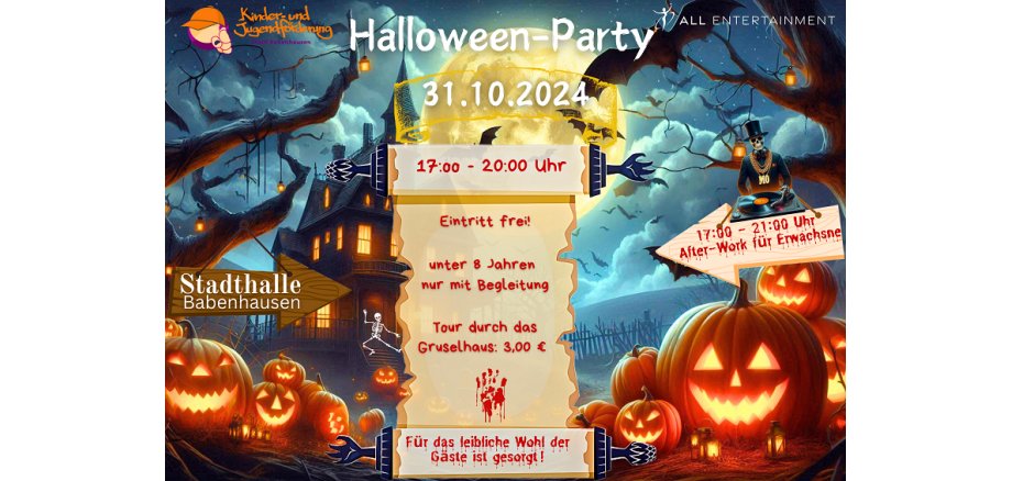 Plakat - Halloween Party in der Stadthalle 